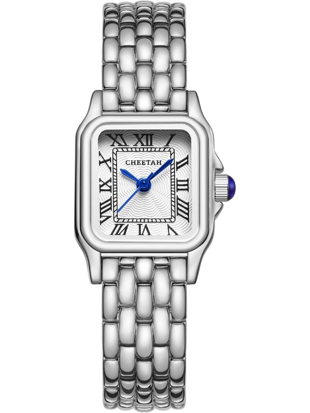 Cheetah Women's Silver White Rectangular Roman Dial Small Vintage Bracelet Watch